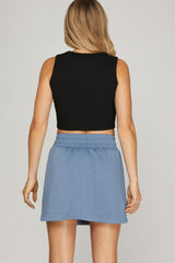 High Waist A Line Skort Misty Blue