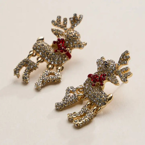 Crystal Reindeer Christmas Earrings