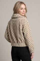 Tiny Dots Fleece Zip Up Jacket Mushroom