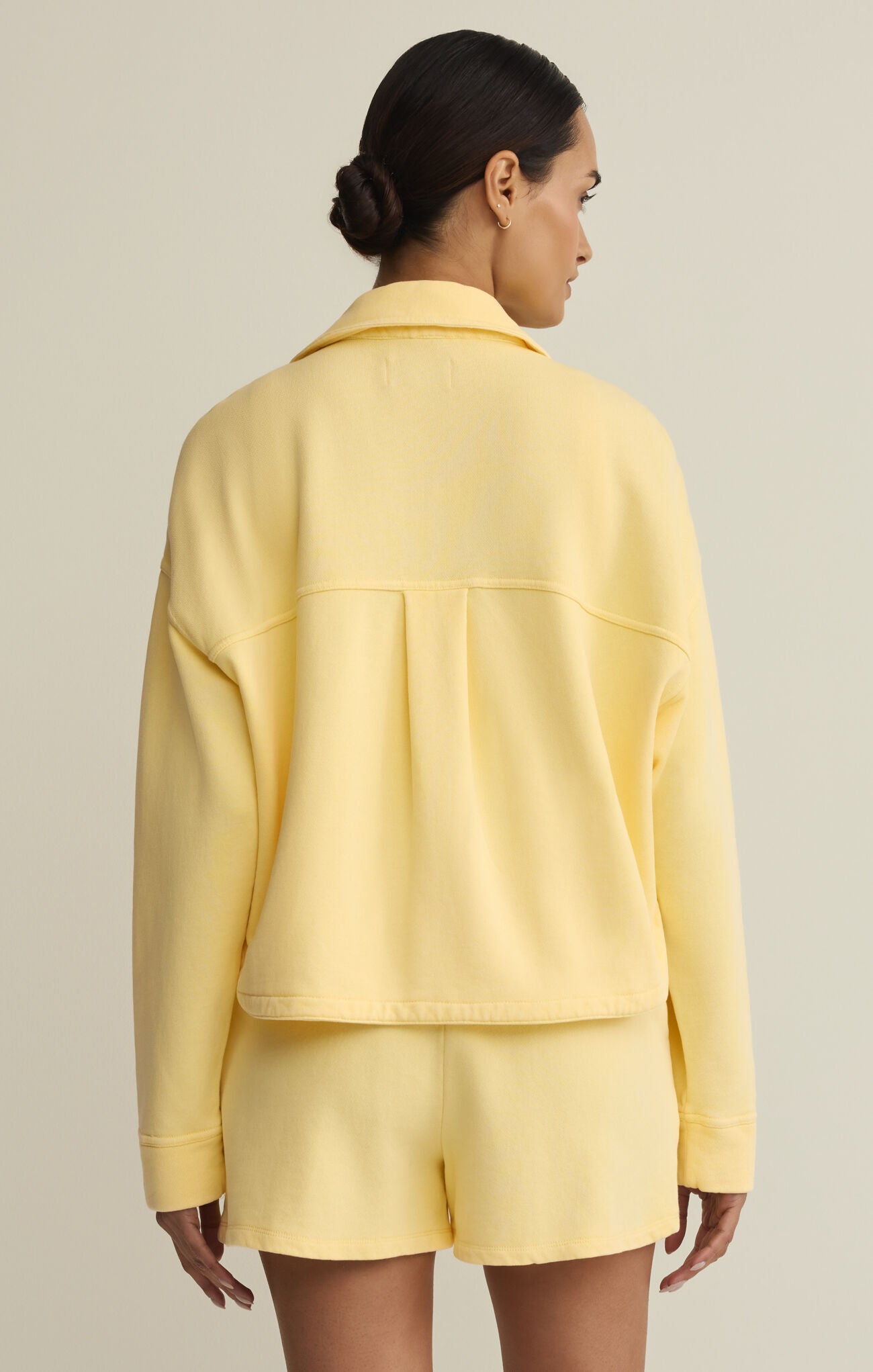 All Day Cropped French Terry Knit Jacket Lemon Citrus