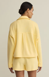 All Day Cropped French Terry Knit Jacket Lemon Citrus