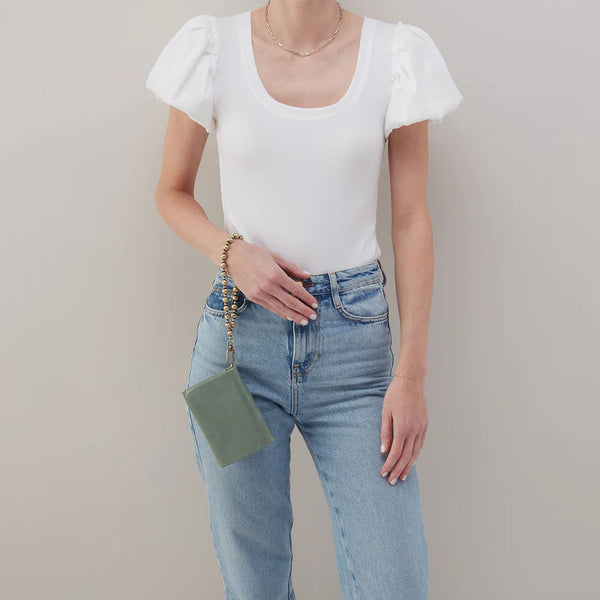 Ross Polished Leather Beaded Wristlet