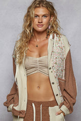 Thermal Quilted Floral Pattern Oat Choco