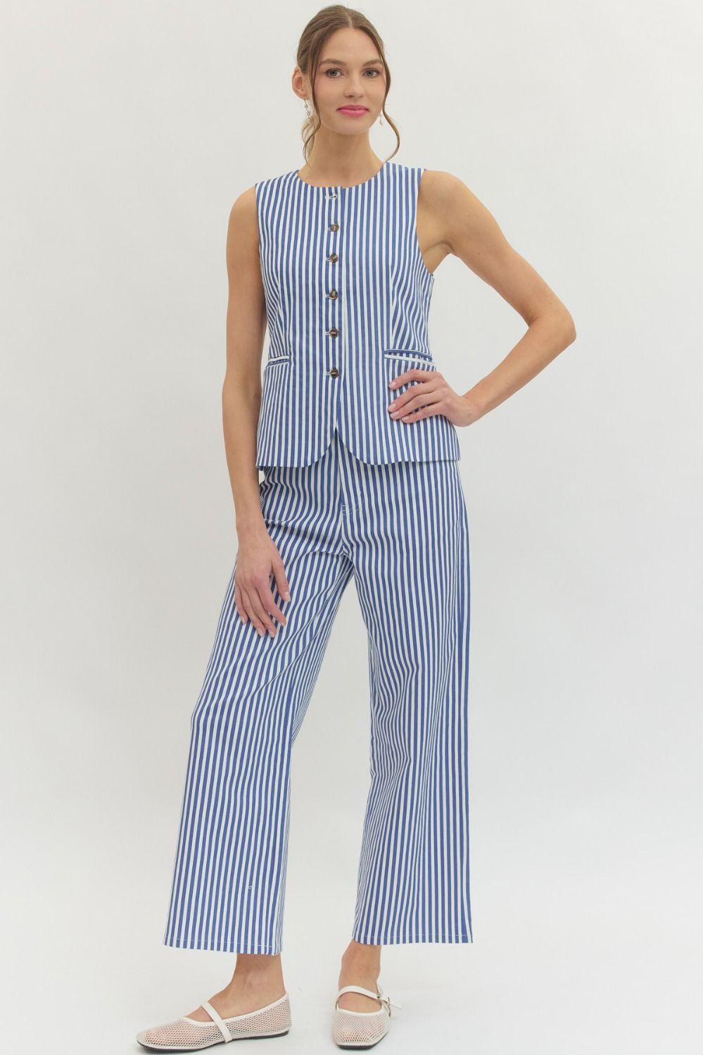 Stripe Crop Pant Denim