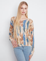 Water Dyed Stripe Vneck Long Sleeve Top Paint