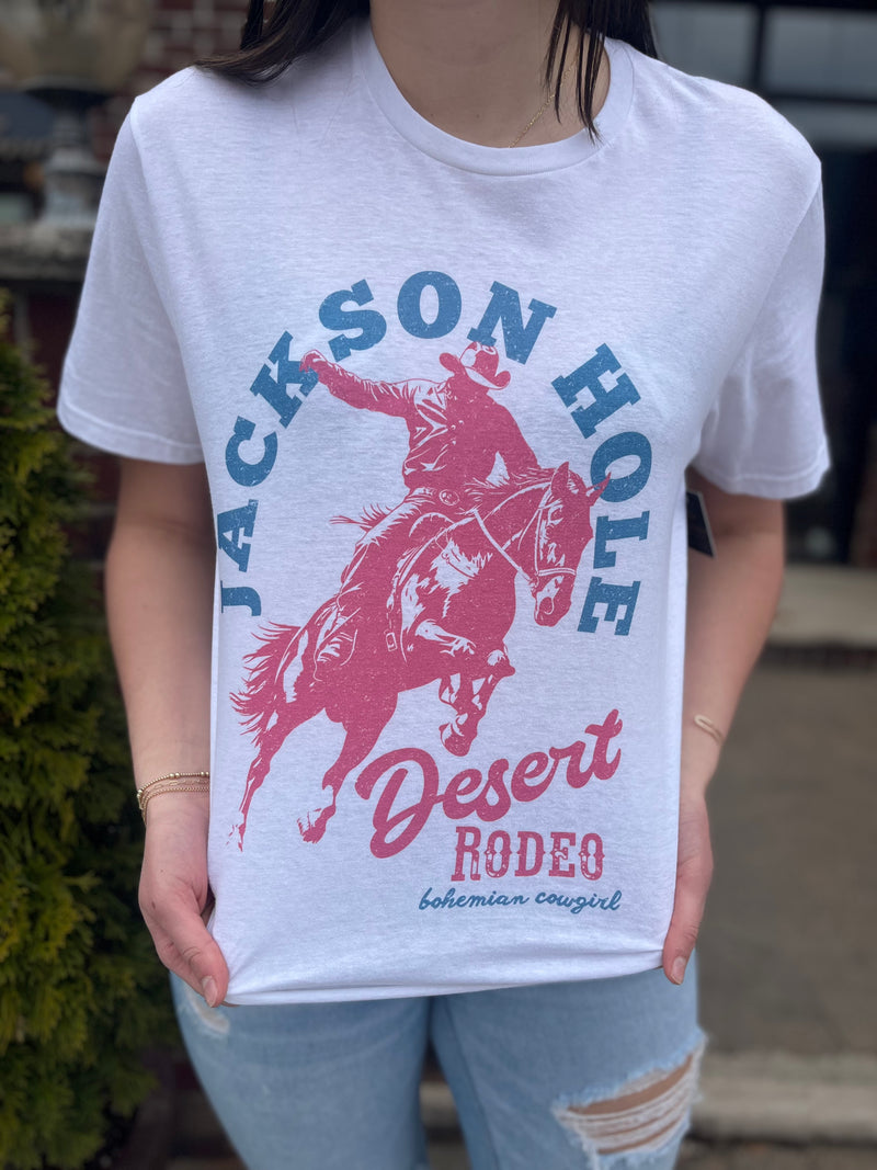 Jackson Hole Desert Long Crop Graphic Tee White