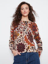 Floral Print Side Button Detail Sweater Rio