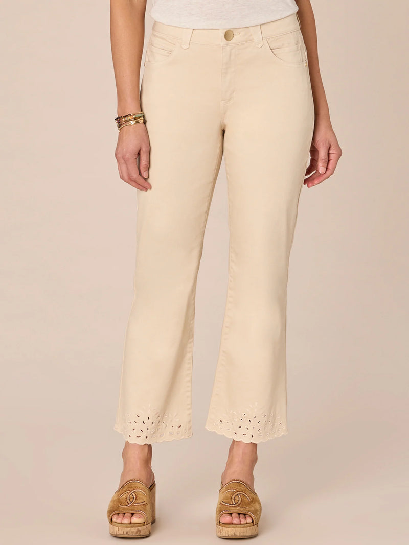 High Rise Cropped Embroidered Itty Bitty Flare Jeans Birch