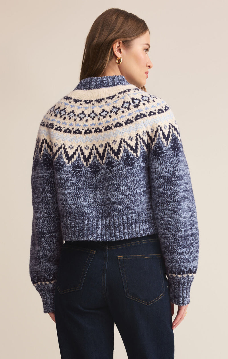North Sea Fairisle Cardigan Blue Velvet Heather