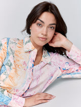 Mixed Swirl Print Long Sleeve Button Down Shirt Wallpaper