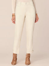 Ab Solution High Rise Tapered Utility Snap Hem Pants Stone