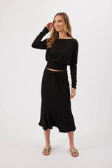 Maura Ribbed Midi Skirt Black