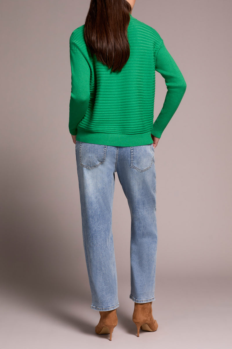 Textured Stripe 3/4 Zip Sweater Field Green