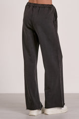 Wide Leg Elastic Waist Pants Black