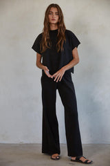 The Leonie Ribbed Sweater Knit Pants Black