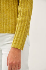 Chunky Ribbed Mock Neck Sweater Golden Palm