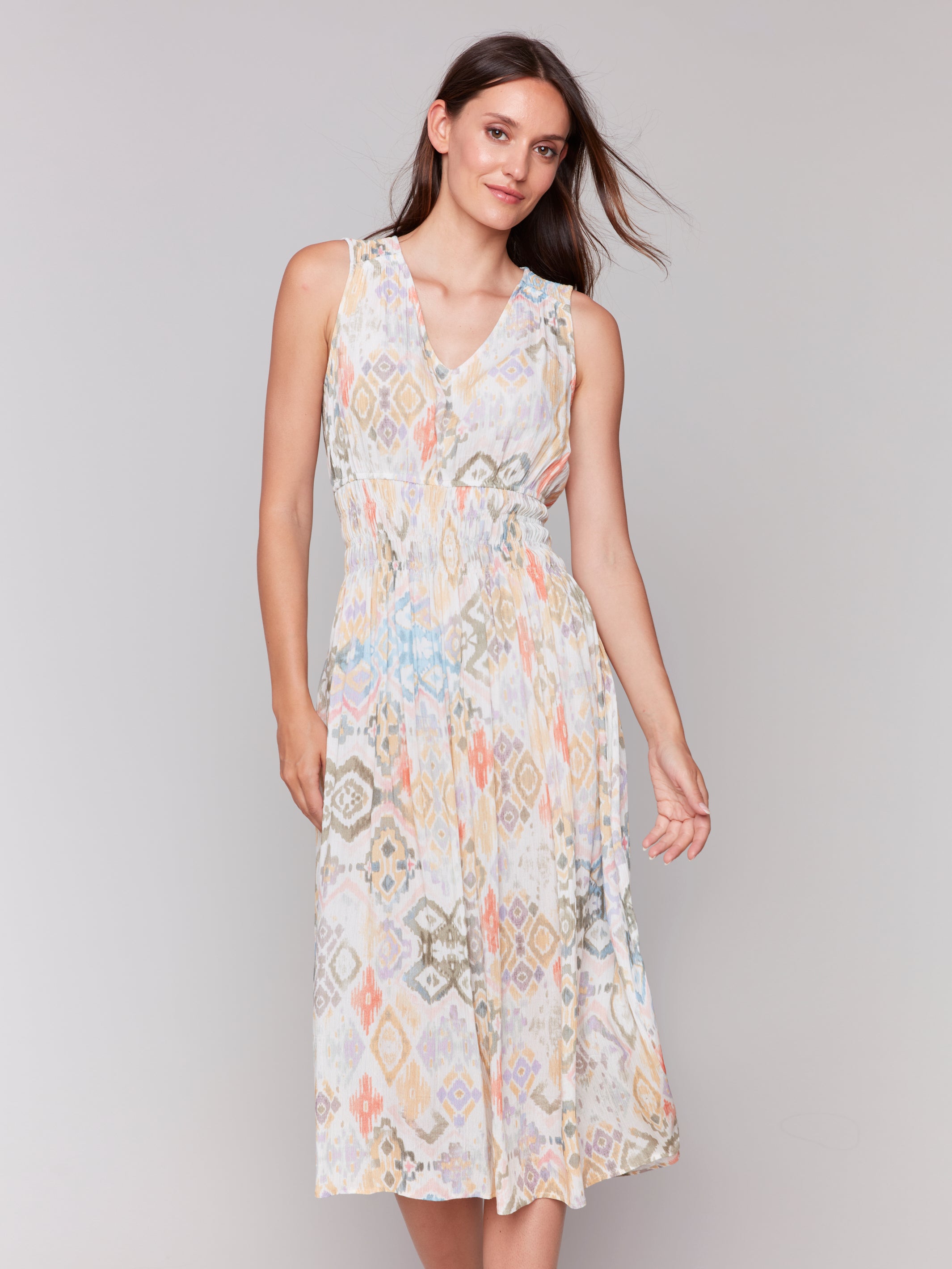 Printed Sleeveless Vneck Dress Lemonade