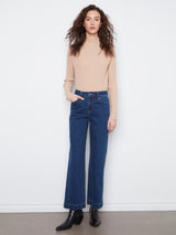 Side Panel Wide Leg Stretch Jeans Indigo