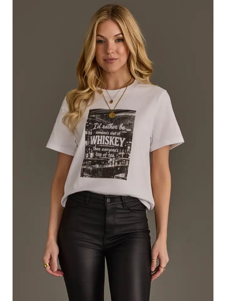Shot of Whiskey Graphic Tee White