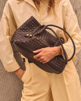 Nova Woven Small Shoulder Tote Chocolate
