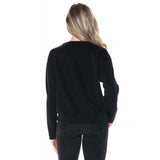 Leather Sleeve Detail Scuba Pullover Black
