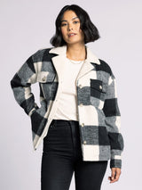 Ontario Coat Ivory Black Buffalo