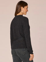 Metallic Threads Details Long Sleeve Shirt Black