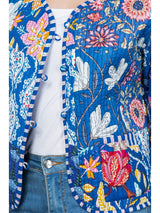Celeste Floral Quilted Patchwork Reversible Jacket Blue Combo