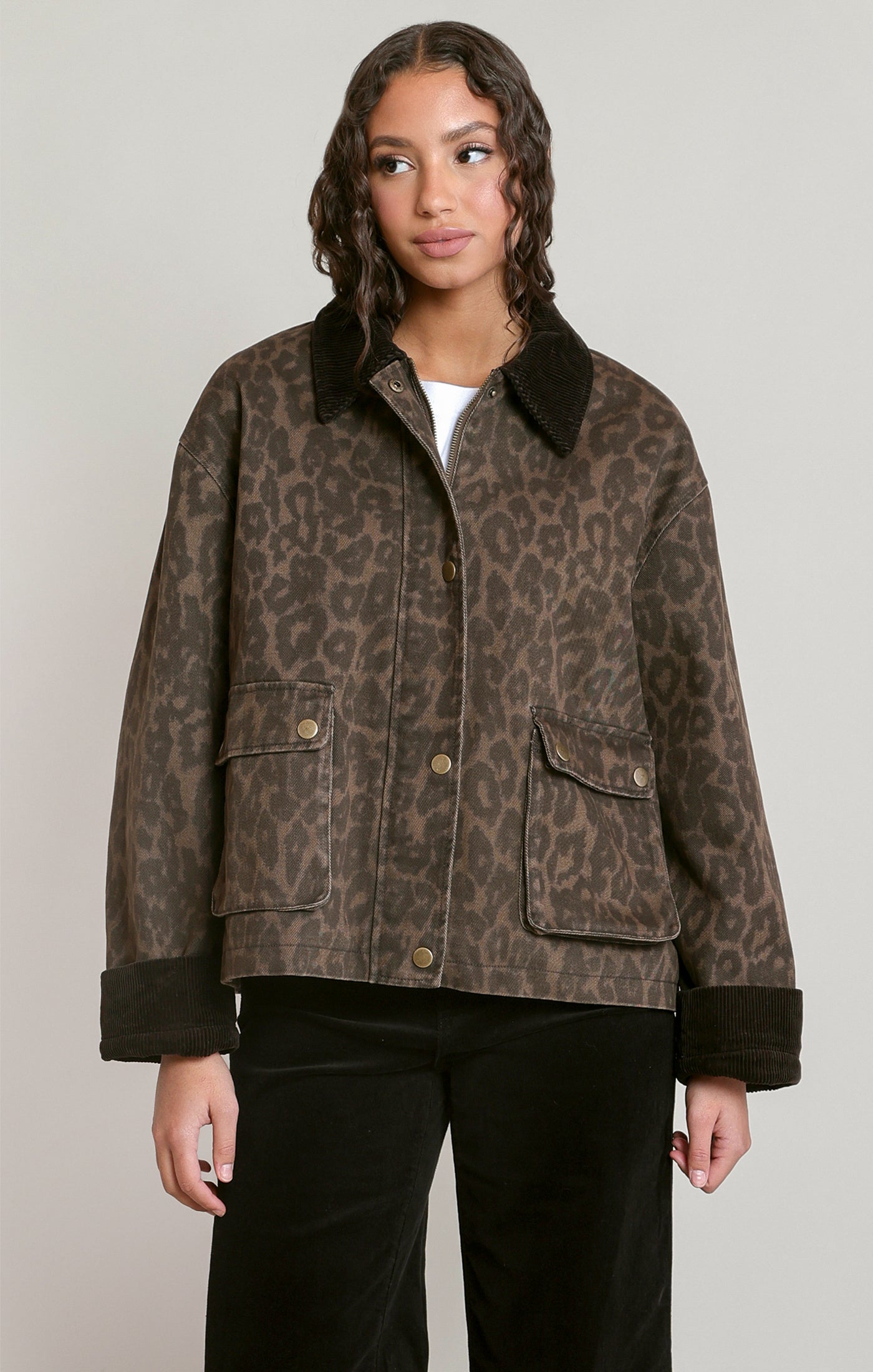 Leopard Oversize Denim Jacket Leopard