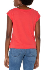 Knot Front Knit Boat Neck Top Geranium