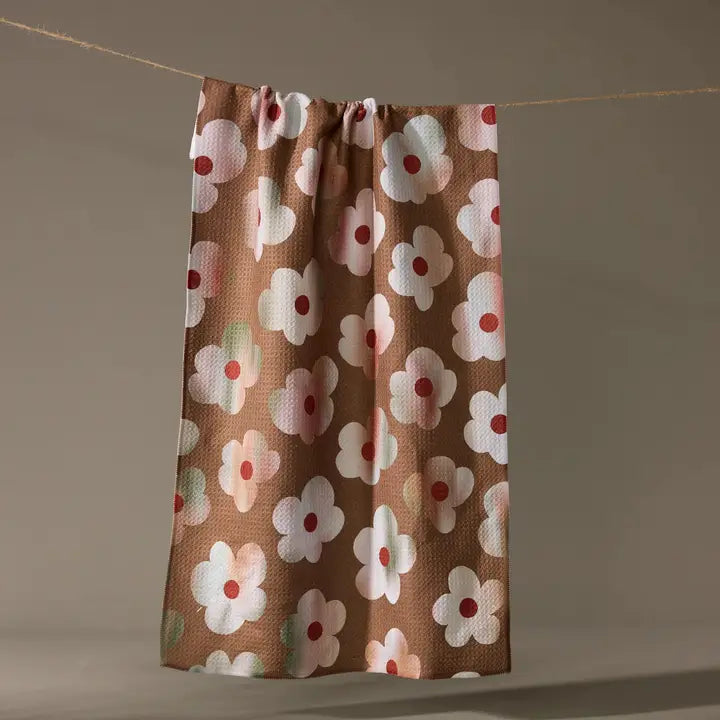 Geometry Tea Towel Brushed Bouquet Brown