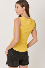 Exposed Seam Ribbed Tank Washed Lemon