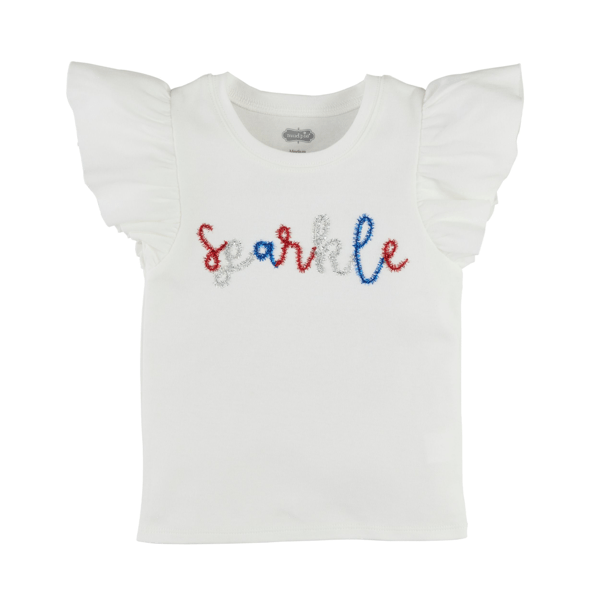 Youth Tinsel Ruffle Sleeve Tee Sparkle