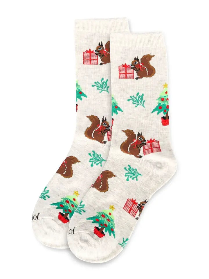 Squirrel Holiday Crew Socks