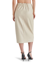 Navia Side Tie Midi Leather Skirt Bone