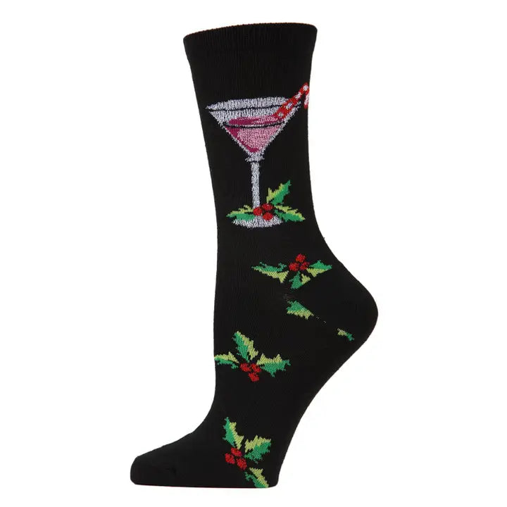 Christmas Drinks Holiday Crew Socks