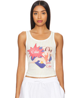 We Want Coke Vintage Girl Stripe Tank White
