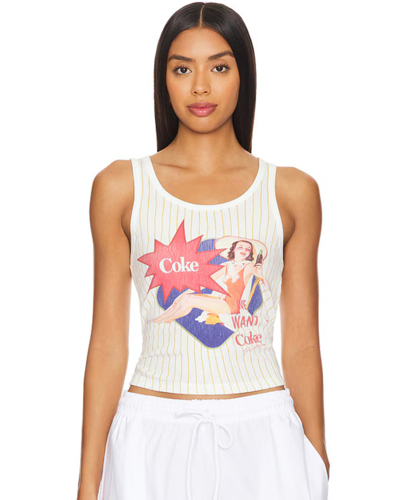 We Want Coke Vintage Girl Stripe Tank