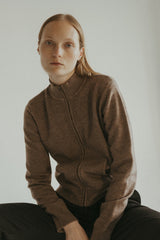 Allison Sweater Knit Zip Up Mocha