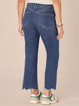 Skyrise Destroyed Scallop Hem Barley Boot Jeans Blue Denim