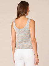 Space Dye Flounce Hem Sweater Tank Light Blue Multi