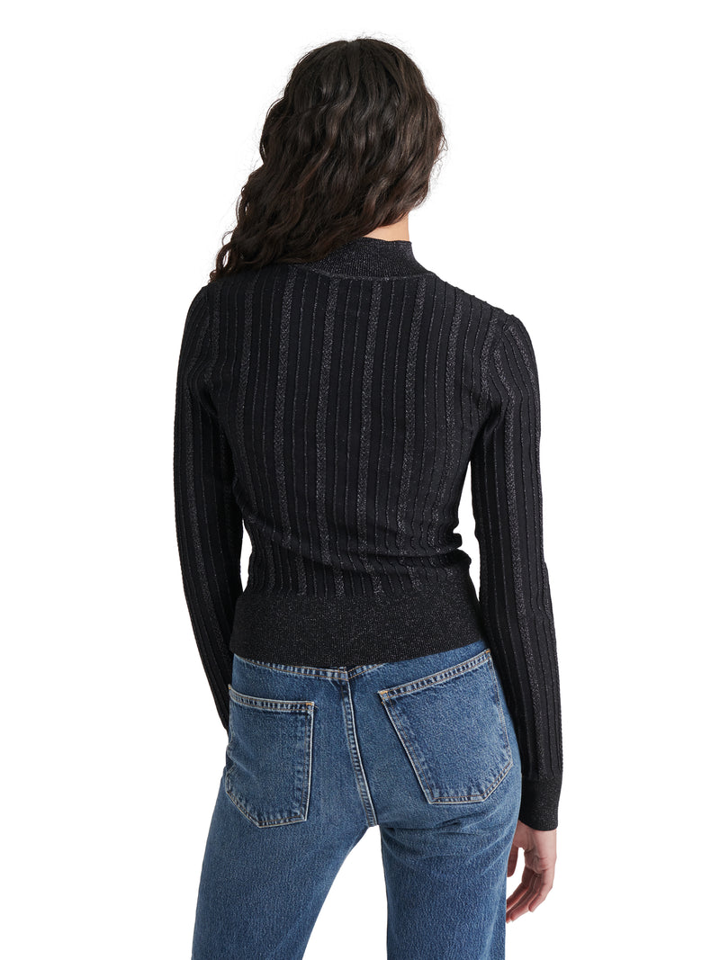 Pamela Textured Shimmer Sweater Top Black