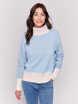 Colorblock Sleeves Turtleneck Sweater Heather Frost