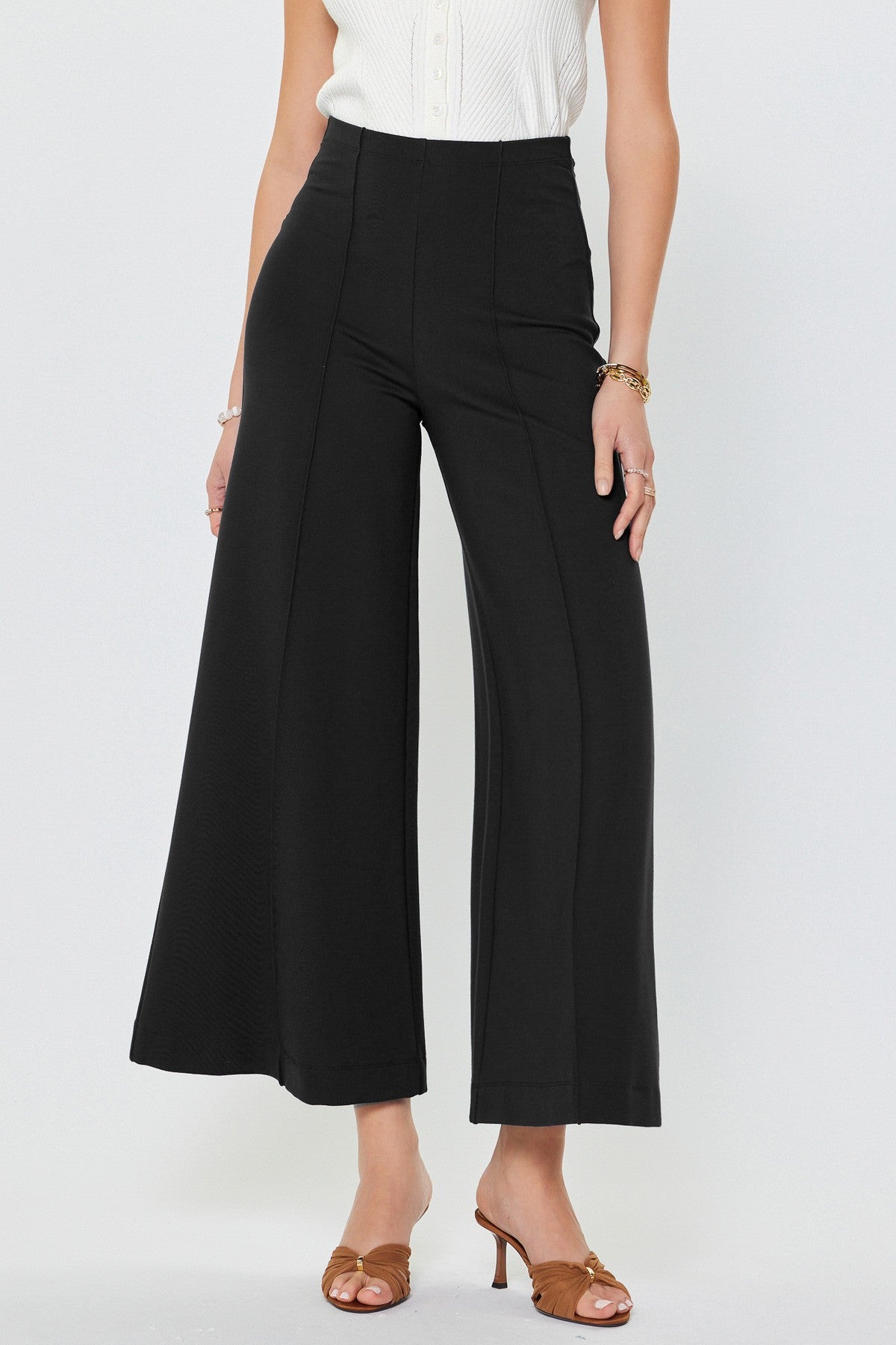 High Rise Ponte Flared Pants Black