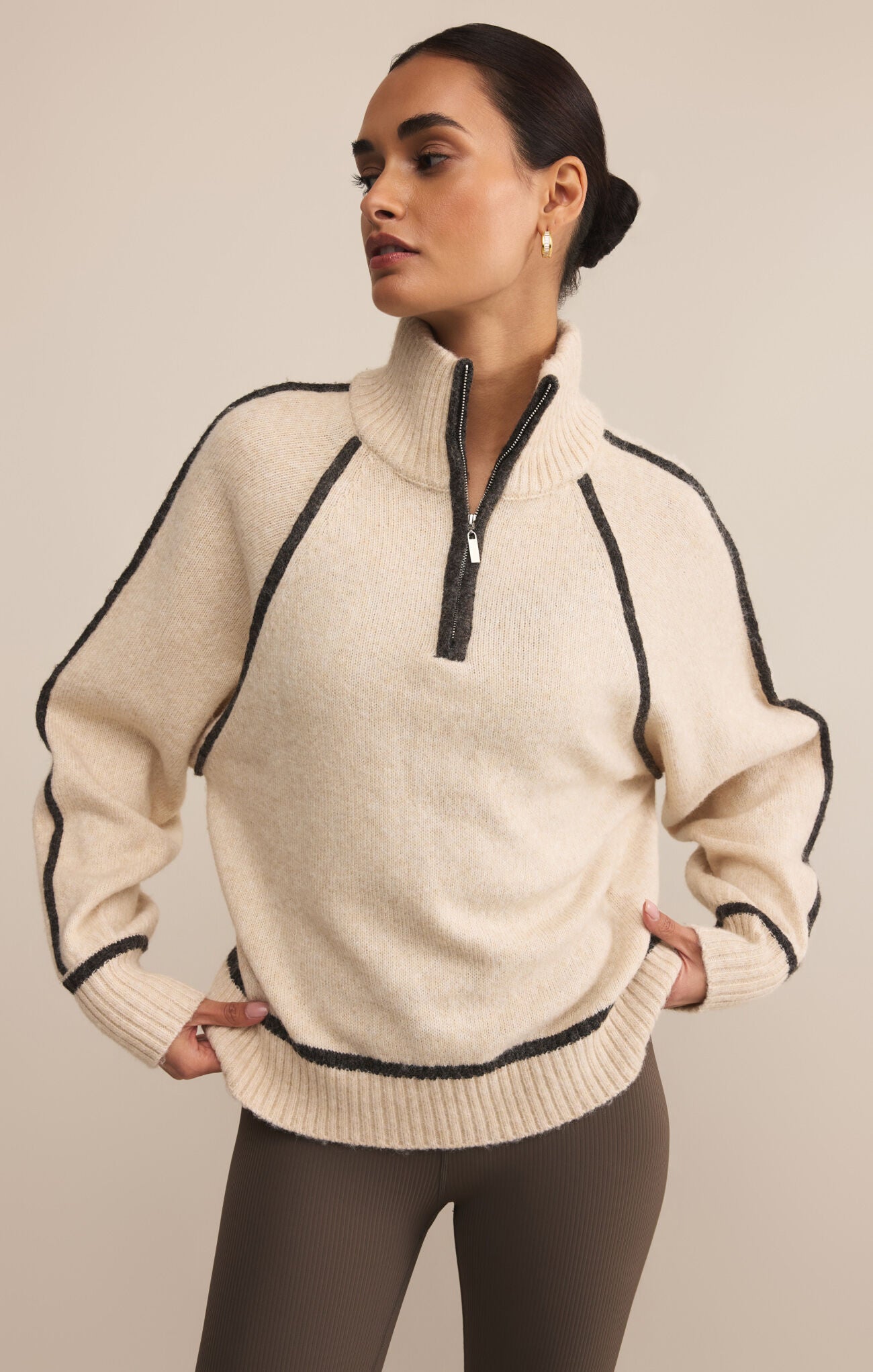 Alps Half Zip Sweater Light Oatmeal Heather