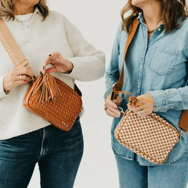 Willow Woven Camera Crossbody Bag Brown