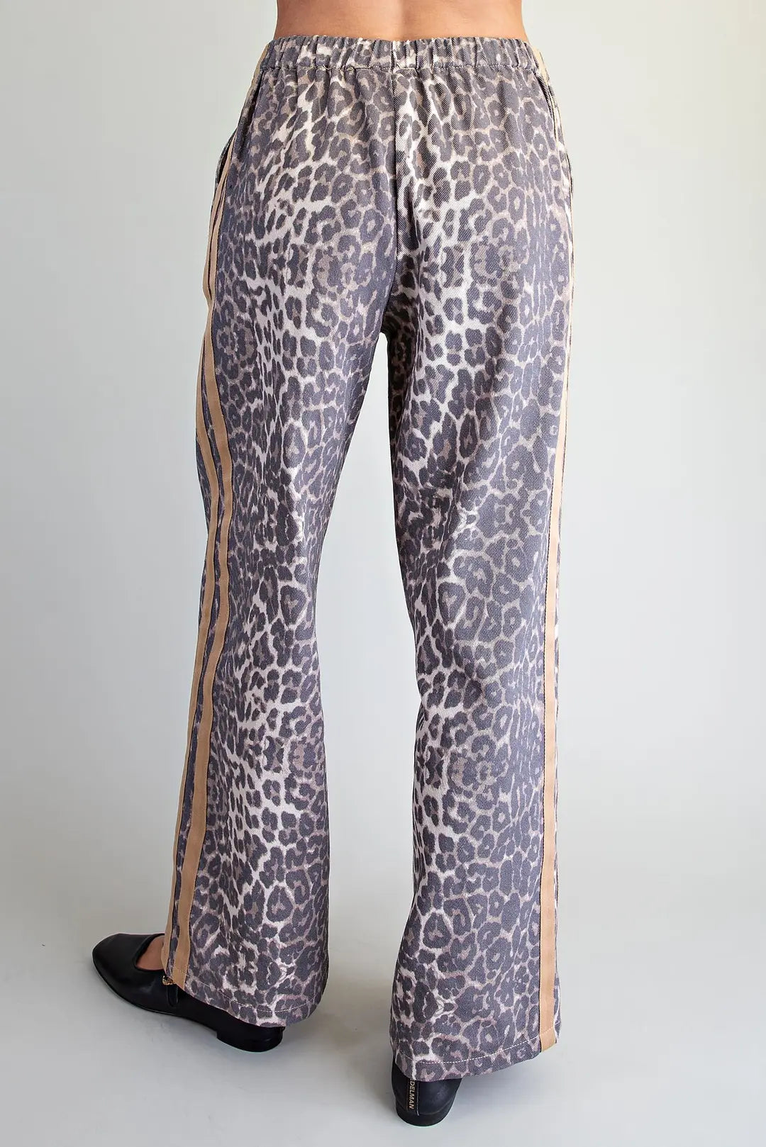 Mineral Washed Leopard Side Stripe Pants Leopard