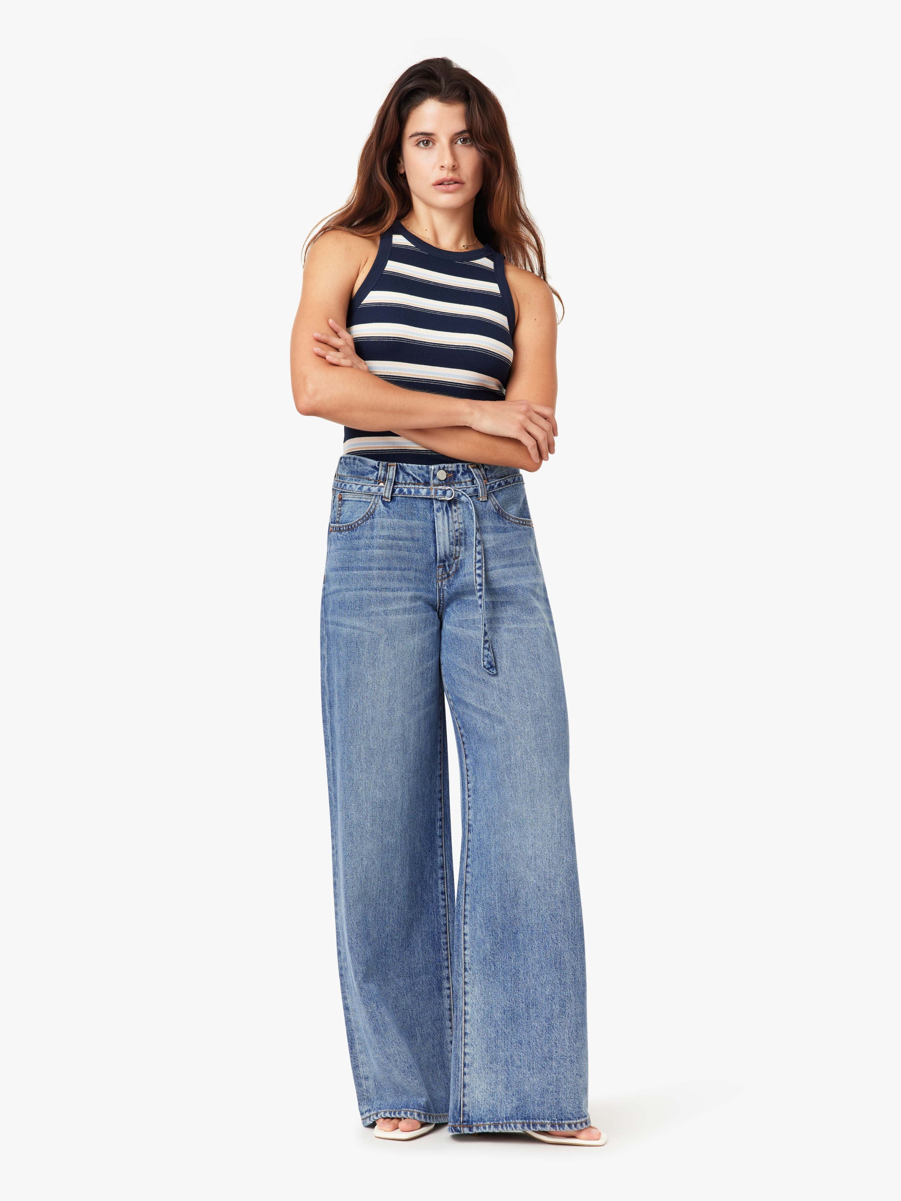 Brynn Belted Wide Leg Jeans Cove