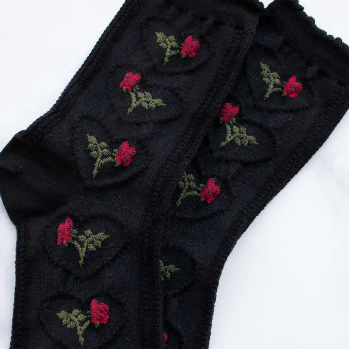 Vintage Rose & Hearts Socks