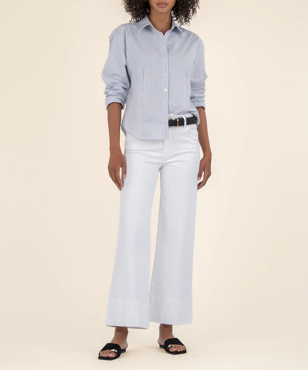 Meg High Rise Pintuck Wide Hem Jeans Optic White